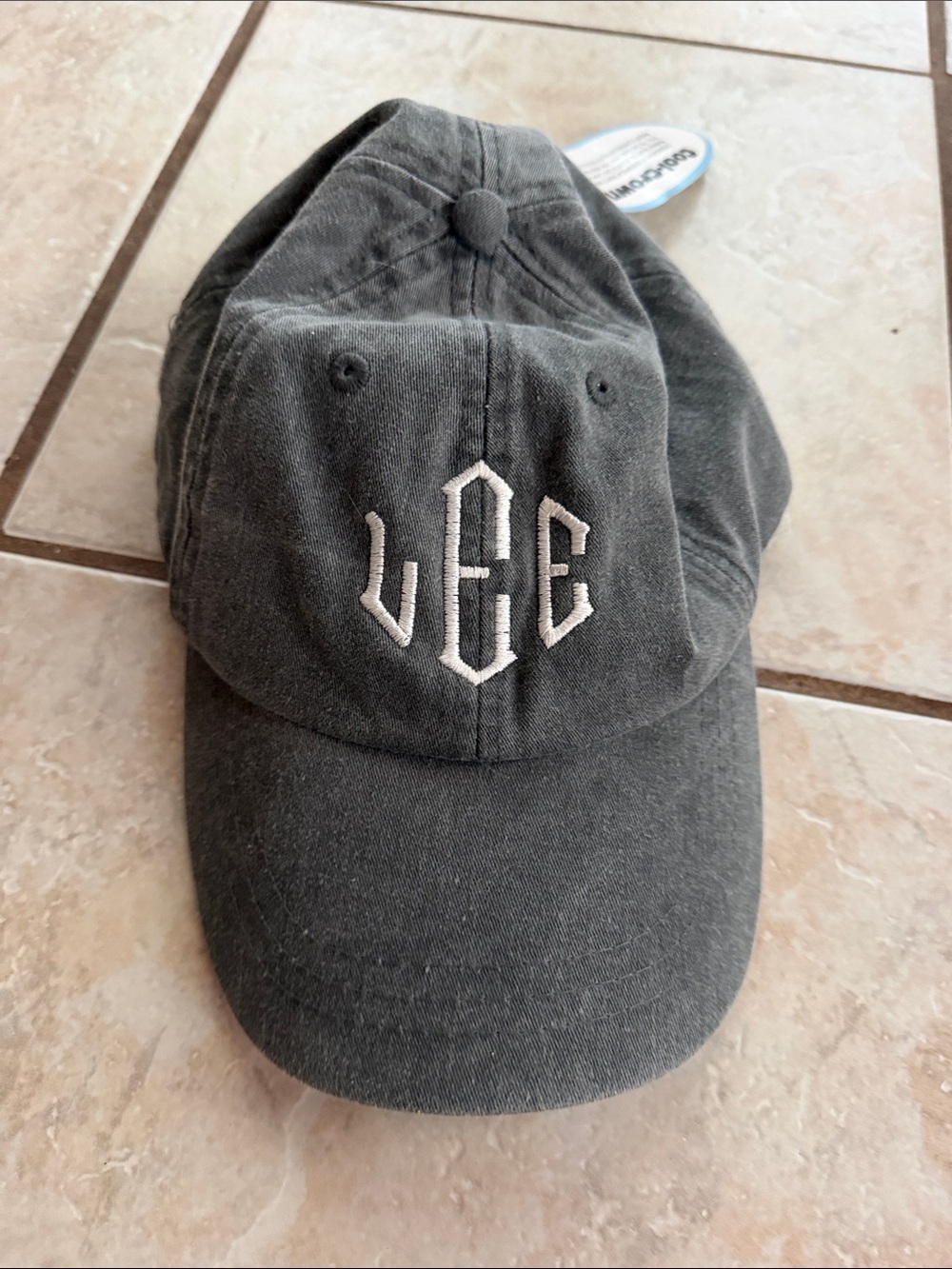 Adams Charcoal Gray Baseball Cap with White Embroidered Monogram